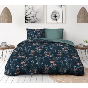 Parure de Couette Percale de Coton Bleu 240x260cm