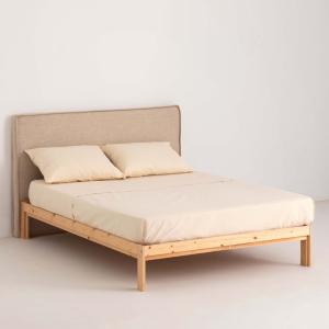 Parure de draps 100% coton 200 fils écru 290x270 cm