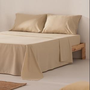 Parure de draps en 100% coton beige 135x200   (2)50x75cm