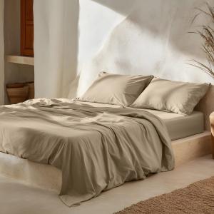 Parure de draps en 100% coton grège 140x200   (2)50x75cm