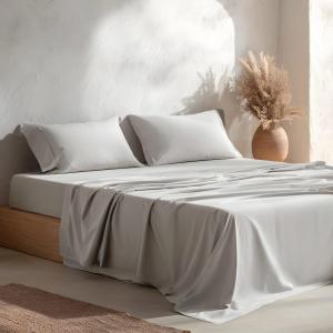 Parure de draps en 100% coton gris clair 180x200   (2)50x11…