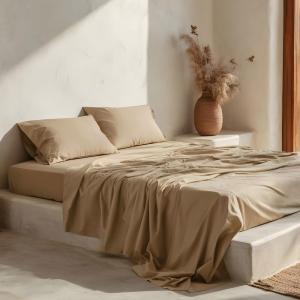 Parure de draps en 100% coton lin 135x200   (2)50x75cm