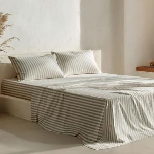 Parure de draps en 100% coton rayures vert 135x200   (2)50x…