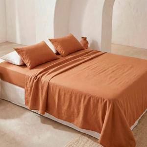 Parure de draps en 100% coton terracotta 120x200   45x135 cm