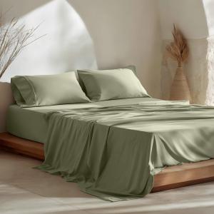 Parure de draps en 100% coton vert 135x200   (2)50x75cm