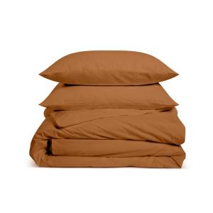 Parure de lit 1 personne coton percale terracotta 140x200cm