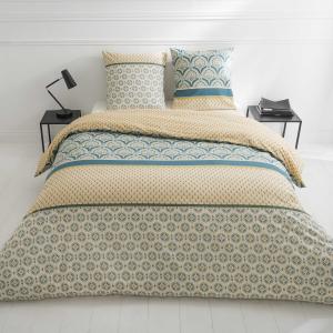 Parure de lit 1 personne en percale 70 fils imprimé beige 1…