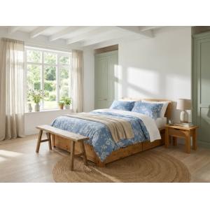 Parure de lit 100% percale de coton peigné bleu 260 x 240 c…