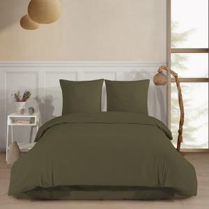 Parure de lit 2 personnes 200x200 cm Flanelle de coton kaki