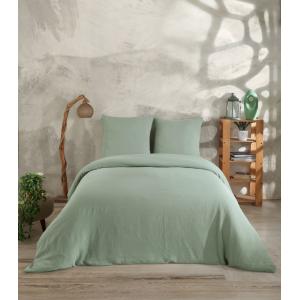Parure de lit 2 personnes 200x200 cm gaze de coton céladon