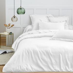 Parure de lit  2 personnes  200x200 cm  satin de coton blanc