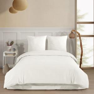 Parure de lit 2 personnes 240x220 cm Flanelle de coton blanc