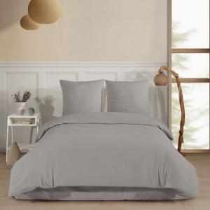 Parure de lit 2 personnes 240x220 cm Flanelle de coton gris