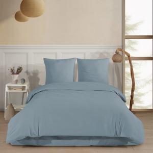 Parure de lit 2 personnes 260x240 cm Flanelle de coton bleu