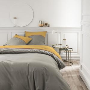 Parure de lit 2 personnes coton  260x240cm Jaune