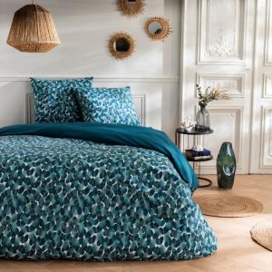 Parure de lit 2 personnes géométrique marine coton 260x240c…