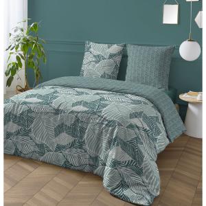 Parure de lit 2 personnes imprimé feuillage réversible 260x…