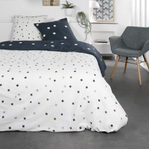 Parure de lit 2 personnes imprimé géométrique coton  240x26…