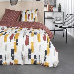 Parure de lit 2 personnes imprimé géométrique coton  240x26…