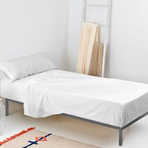 Parure de lit 2 pièces 100% Coton Blanc 160x270 cm
