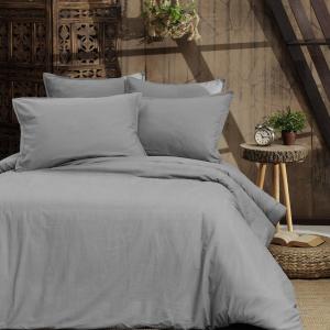 Parure de lit 2 taies carrées coton bio lavé Gris Perle 240…