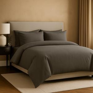 Parure de lit 200x200 gris foncé avec drap 140x190/200 et t…