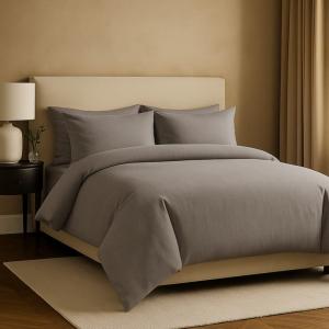 Parure de lit 240x260 gris clair avec drap 180x200 et taies…
