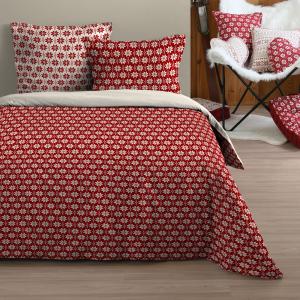 Parure de lit 3 pièces esprit chalet en coton rouge 220 x 2…