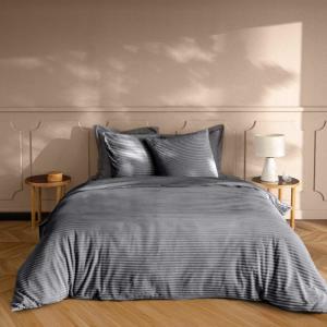 Parure de Lit 3 Pièces – Flanelle Relief Veloutéa – Gris -…