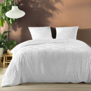 Parure de lit 3 pièces tufté microfibre blanc 260 x