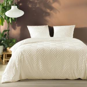 Parure de lit 3 pièces tufté microfibre ivoire 240 x