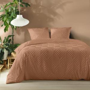 Parure de lit 3 pièces tufté microfibre rose 240 x 220