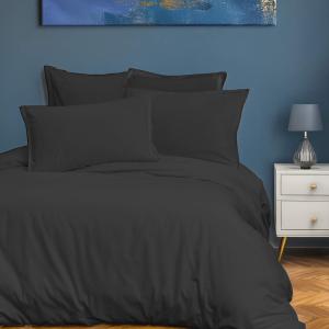 Parure de lit avec 2 taies carrées coton 57 fils Anthracite…