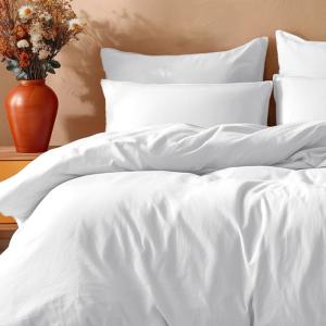 Parure de lit avec 2 taies carrées coton 57 fils Blanc 200x…