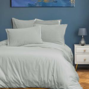 Parure de lit avec 2 taies carrées coton 57 fils Gris Perle…