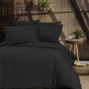 Parure de lit avec 2 taies carrées coton bio lavé Carbone 2…