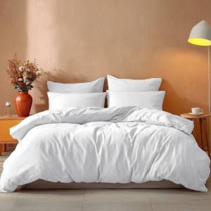 Parure de lit avec 2 taies rectangles coton Blanc 200x200 cm