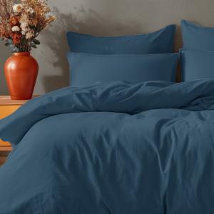 Parure de lit avec 2 taies rectangles coton Denim 140x200 cm