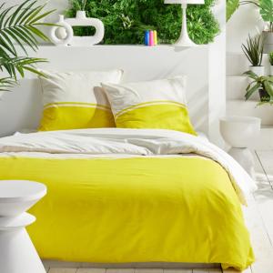 Parure de lit bicolore coton  240x220 cm Jaune