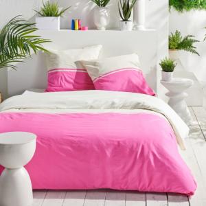 Parure de lit bicolore coton  240x220 cm Rose