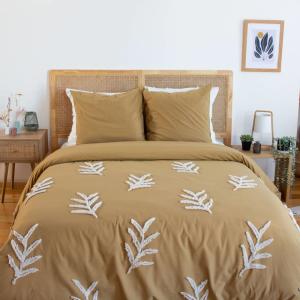 Parure de lit coton lavé 2 places moutarde
