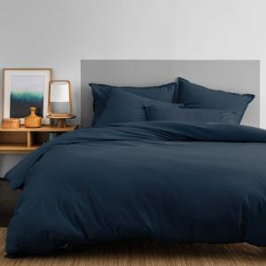 Parure de lit coton lavé taies à franges Bleu Nuit 240x220 …