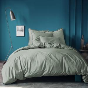 Parure de lit coton lavé taies à franges Lichen 240x220 2x6…