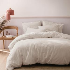 Parure de lit coton lavé taies à franges Lin 240x220 2x50x7…