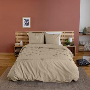 Parure de lit coton lavé tuftée géométrique beige 220 x 240…
