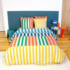 Parure de lit coton motifs rayures multicolore 240 x 220cm