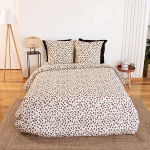 Parure de lit coton réversible 2 places léopard 260x240cm