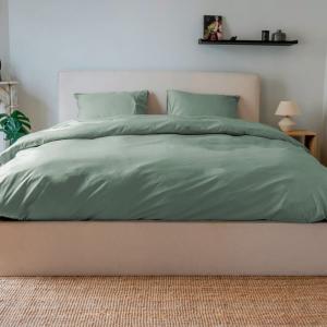 Parure de lit coton vert 140x200 cm