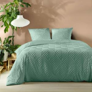 Parure de lit effet tufté verte 220 x 240 cm