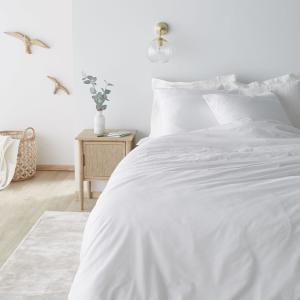 Parure de lit en coton blanc avec motifs en crochet 220x240…